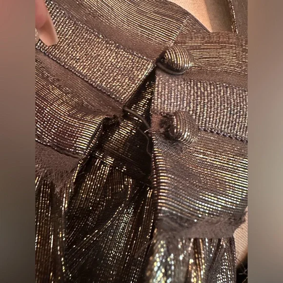 Ramy Brook Elise mini deep V plunge mini silk metallic draped lined 6 dress - Picture 12 of 15